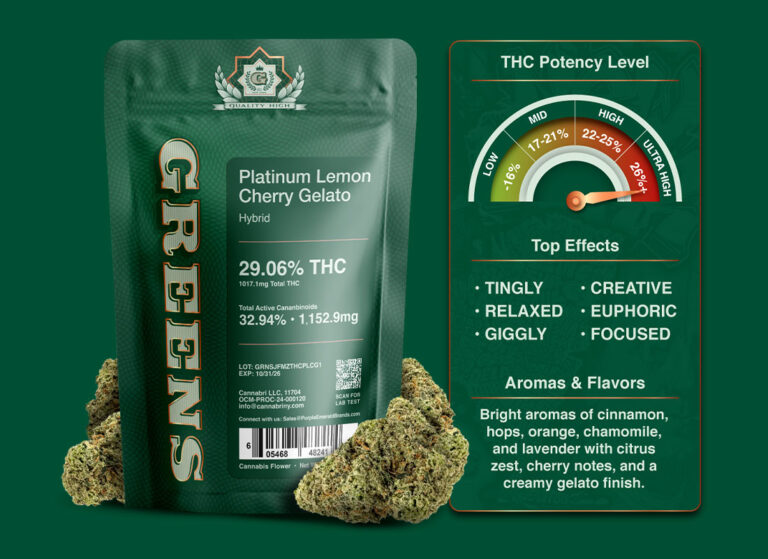 Platinum Cherry Lemon Gelato: GREENS High-THC Flower That Defines New York Flavor